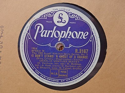 CHARLIE VENTURA - A Ghost Of A Chance / Tea For Two 78 rpm disc (A++)
