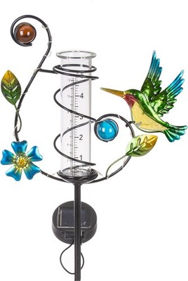 35'' Hummingbird Rain Gauge Outdoor - Solar Gauges with A 