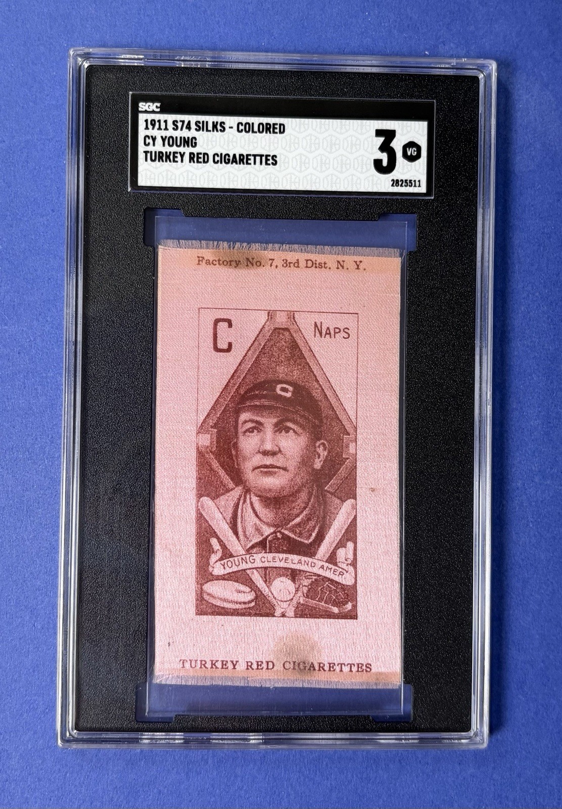 1911 S74 Silks - Colored Cy Young Turkey Red Cigarettes SGC 3 VG