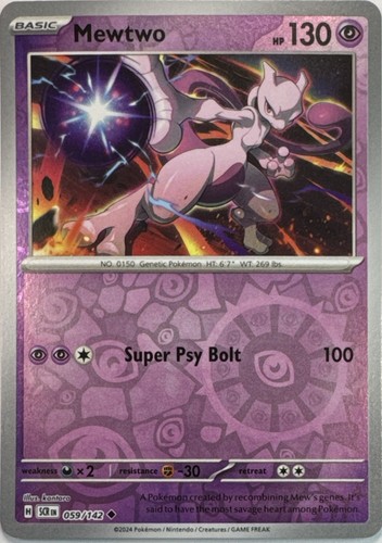 Mewtwo 59/142 REVERSE HOLO Uncommon Stellar Crown Pokemon Near Mint - Picture 1 of 2