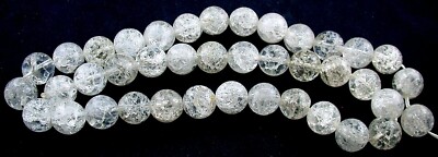 10mm Round Crackle Clear Quartz Beads 15 Inch Strand GBS71