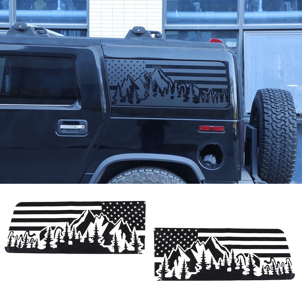 Fits 2003-2009 Hummer H2 Rear Side Trunk Glass window USA Flag