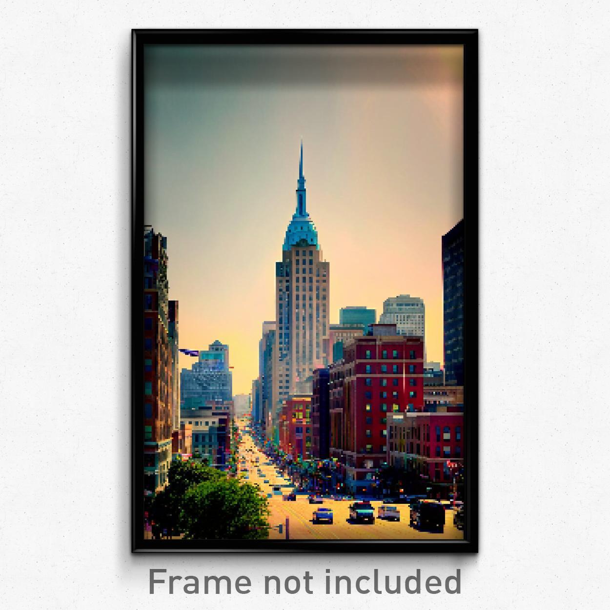 8 Bit Pixel Art Poster of Acclaimed American City - Psychedelic Video Game Print