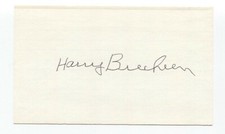 Harry Brecheen Signed 3x5 Index Card Baseball Autographed Signature