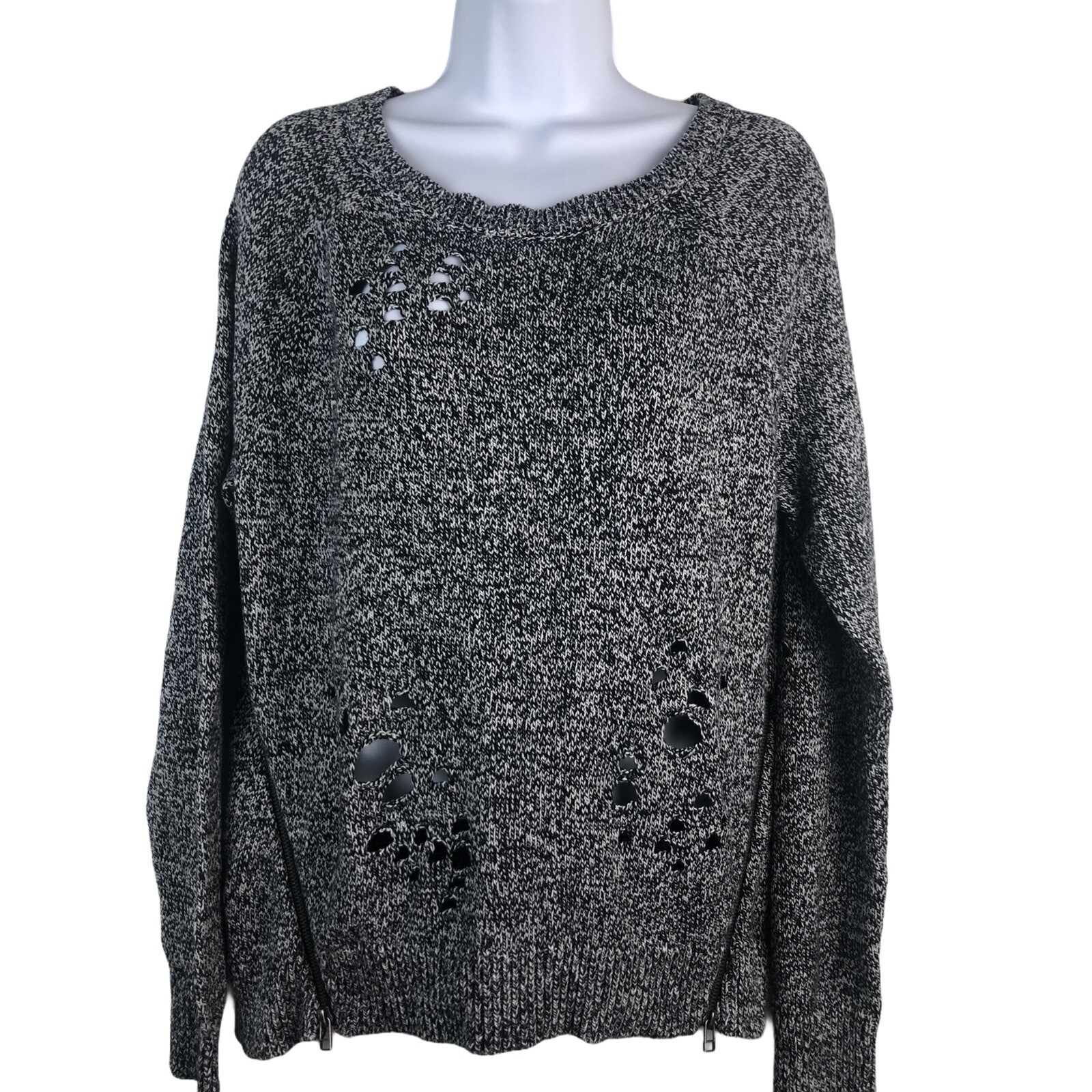 Express Medium Pullover Sweater Gray Marled Distr… - image 1