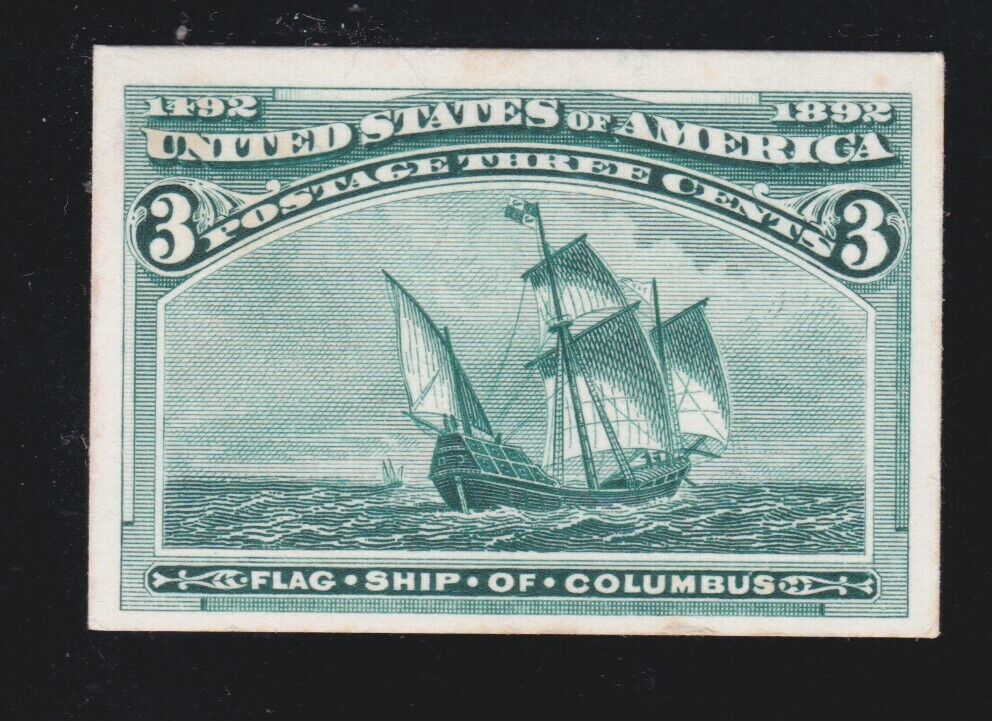 US 232P4 3c Columbian Exposition Proof on Card VF PH SCV $70