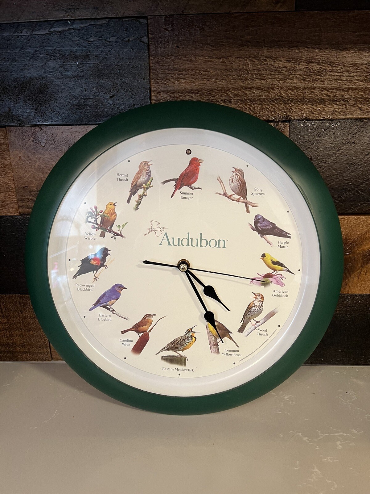 Audubon Society Singing Bird Wall Sound Clock 13" Green Tested WORKS eBay