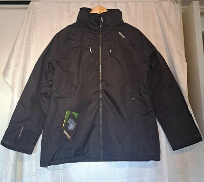 Ex Regatta NWT women's black waterproof jacket with hidden hood size 16