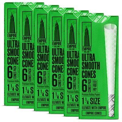 Empire Rolling Ultra Smooth 1 1/4 Size Green Cones 2 Packs (6 Cones per pack)