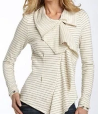 Free People We the Free Asymmetric Jacket Ebb Flow Full Zip Ruffle Fringe Size M