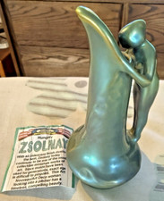 Zsolnay Eosin Art Nouveau Figural Pitcher - GREEN