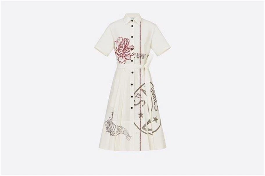 Robe chemise Christian Dior écru 'L'Union Fait la Force taille F 34/US 2