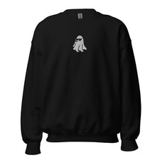 Cool Halloween Ghost Embroidered Sweatshirt Spooky Ghost Crew Neck Sweatshirt