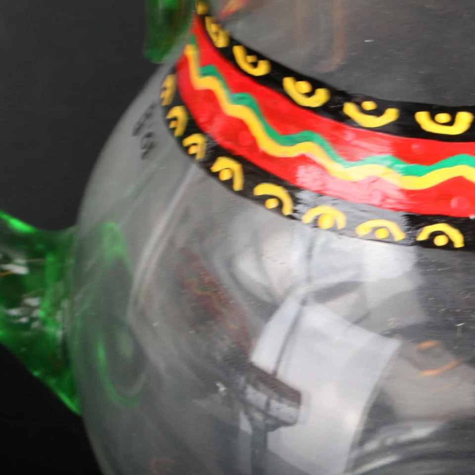 Jarra de vidrio mexicano Margarita diseño naranja rojo con 4 vasos Foto 3 de 4