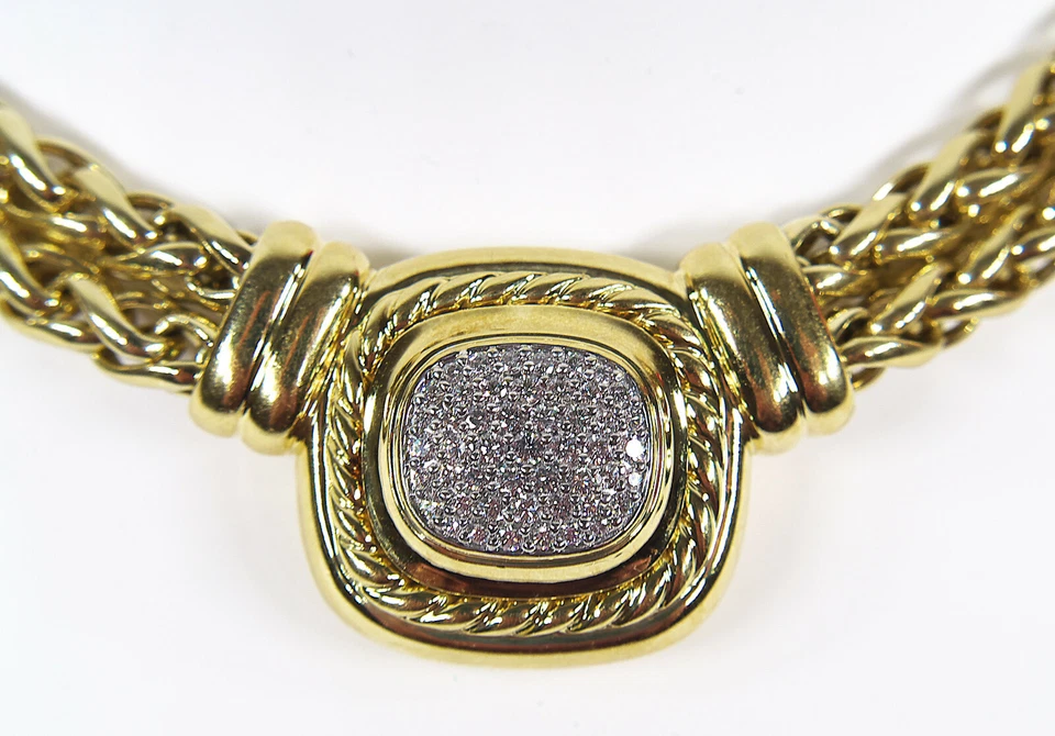 Collar Doble Cadena Oro Amarillo 18k Diamantes David Yurman Albion Original Foto 3 de 4