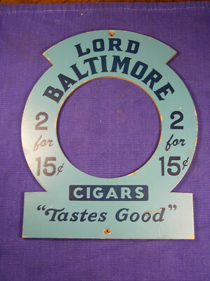 Lord Baltimore Cigars Blue Cardboard Store Display/Window Hanger Double Sided