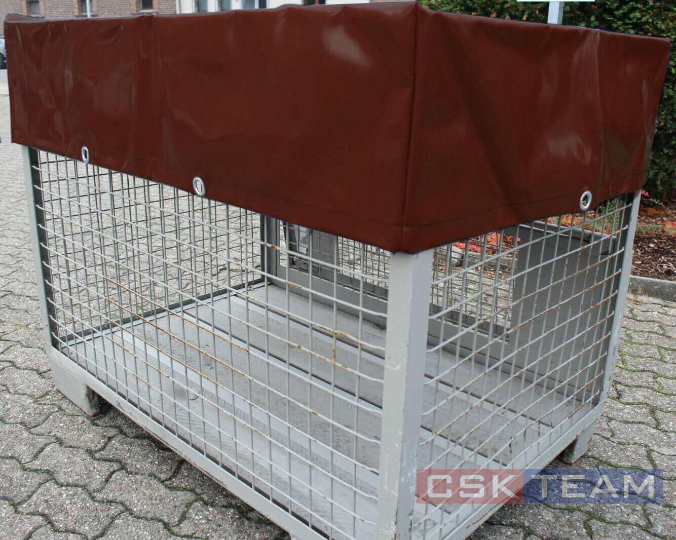 Gitterboxabdeckhaube für DB Gitterbox aus 680 grm² LKW Plane Industrie Qualität