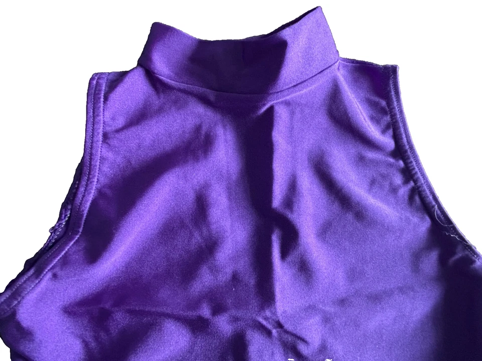 Size 3a Age 12-13 UK 8 Purple High Neck Cropped Top Lycra Dance USED Starlite - Image 2 of 4