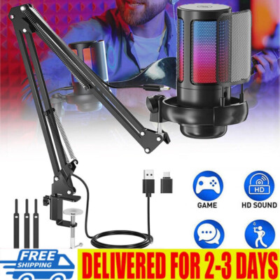 Gaming Mikrofon PC Mikrofon mit Arm RGB Podcast Streaming USB Streaming Mic DE