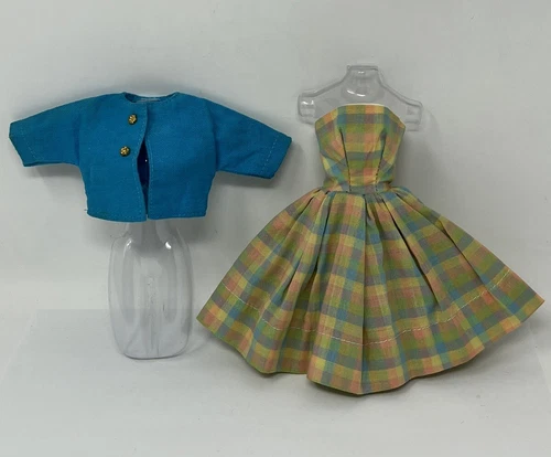 Vintage Barbie Clothes Premier Doll Outfit #78 Pastel Dress Turquoise Bolero