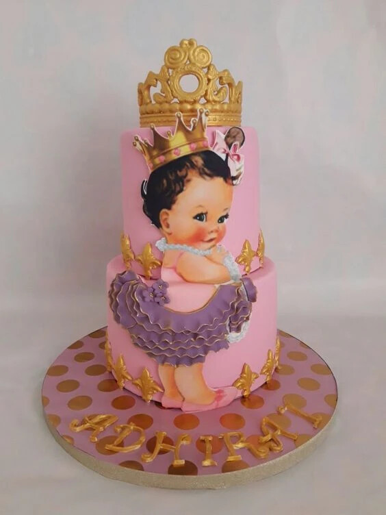 Cake Topper Gold Crown Queen Princess Baby Girl Party