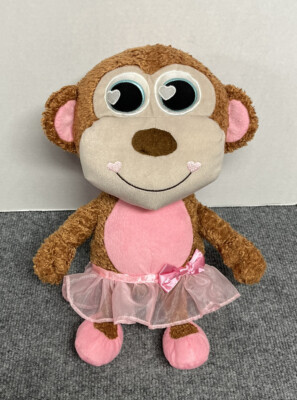 Ballerina Monkey Backpack Zipper Pouch 15  Plush Pink TuTu Travel Buddy Brown