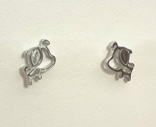 Cool dog stud earrings for women, 14k white gold plated