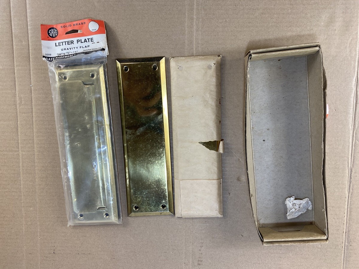 New Vintage 50s 60s Brass Metal Mail Postal Letter Door Slot Front