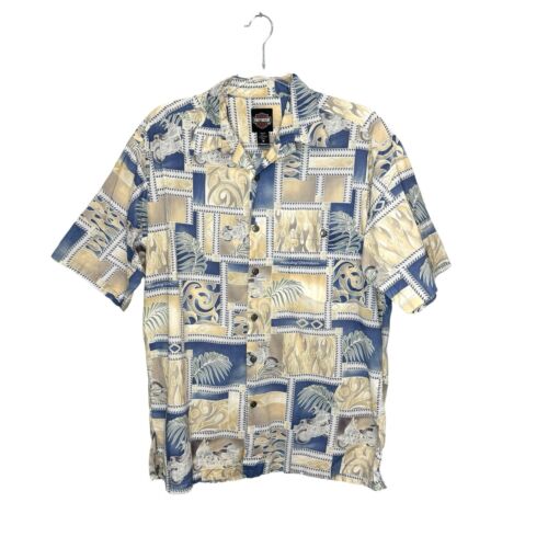 HARLEY- DAVIDSON X TORI RICHARD Men's M Hawaiian Shirt Motorcycle Print Cotton