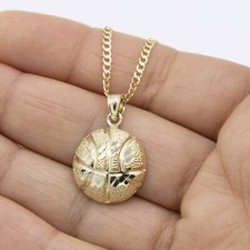 Diamond Cut Basketball Pendant & Chain Necklace Set Real 10K Yellow Gold