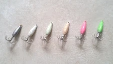 NWF Custom .8 oz / 25gm Glow or UV Coated  Jig sinker Lure for Calamari squid !!
