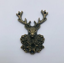 2 Deer Head Charms Crafting Craft Metal Pendant Bronze Tone 2" x 1.5" Inch