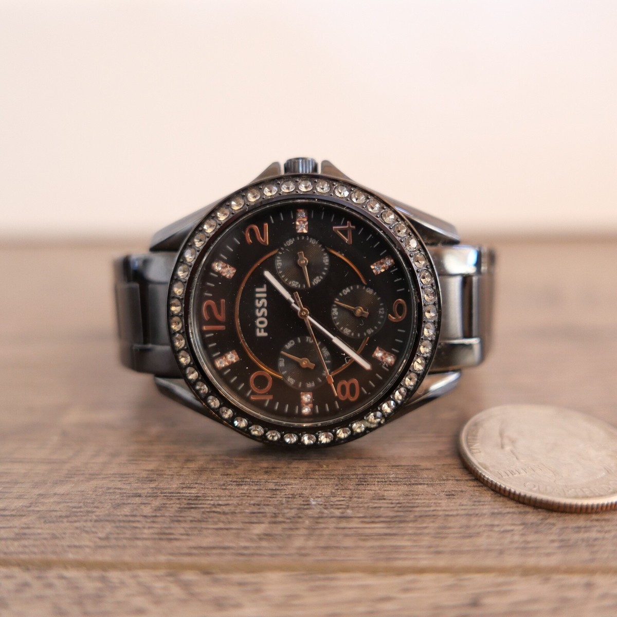 Fossil Riley Black Fossil Black Stainless Steel Watch FOSSIL