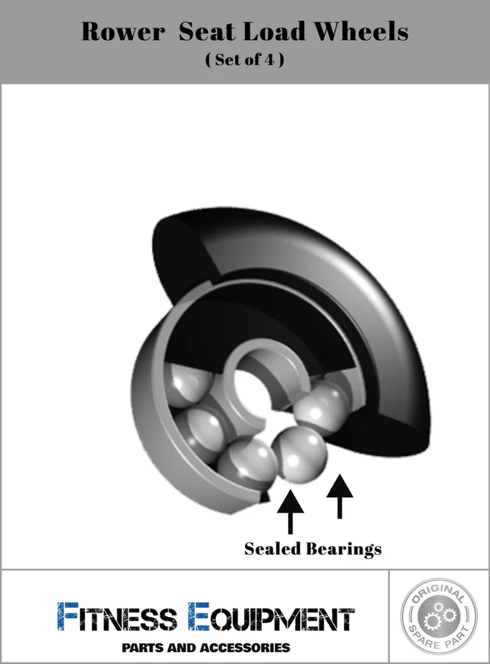 FITNESS REPAIR SPARE PARTS WaterRower A1 Series Seat Load Wheel Set-of-4 WRPS335 - image 3 of 4
