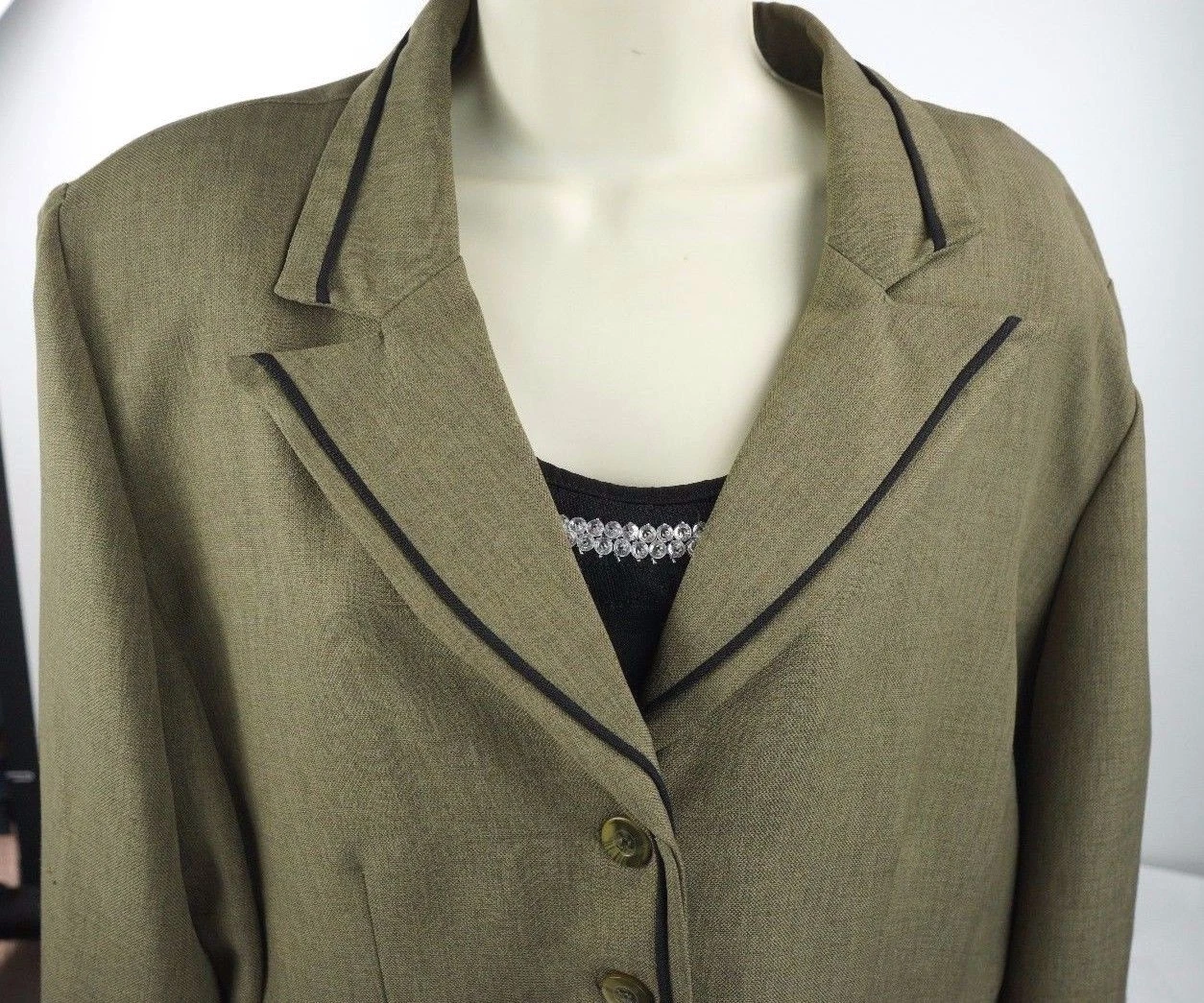 Blazer cappotto sportivo donna Valentino Studio verde oliva poliestere taglia 16