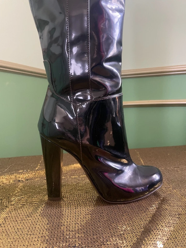 Dolce & Gabbana лакированная кожа черный фетиш пин-ап ботинки 38,5 US7 - Изображение 2 из 4