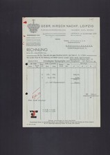 LEIPZIG, Rechnung 1937, Gebrüder Hirsch Nachf. Flach-Glas-Grosshandlung