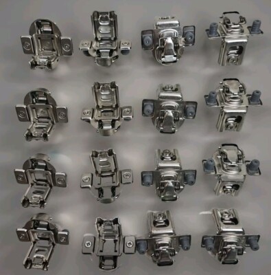 16 Self-Close Cabinet Hinges With Mounting Plates  1-1/2 Inch Overlay