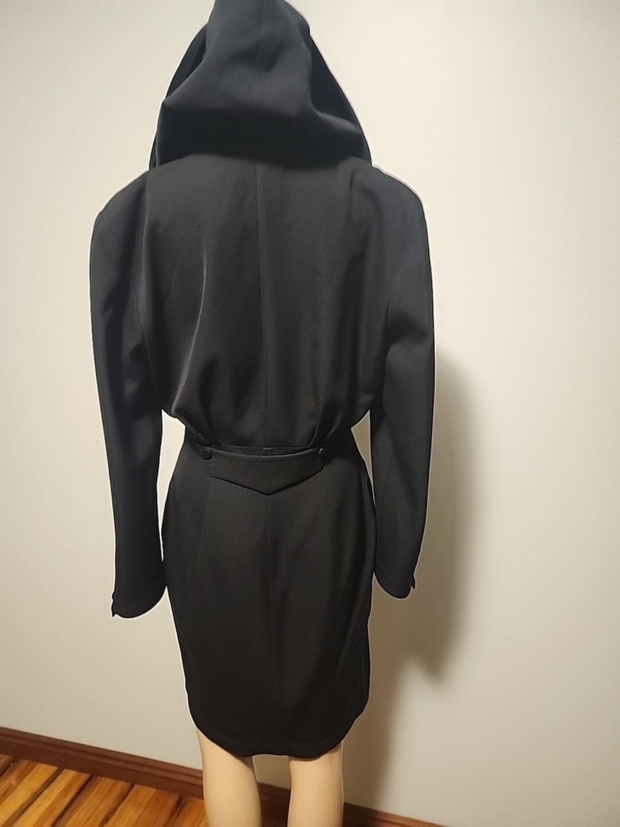 Thierry Mugler Vintage Women's Black Wool Hooded Coat Jacket Thierry Mugler Vintage Women's Black Wool Hooded Coat Jacket