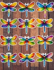 Colorfull Dragonfly Vinyl Die Cut Stickers Set Scrapbooking Laptop Waterbottle