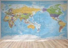 3D World Map Wallpaper Wall Mural Removable Self-adhesive Sticker9683