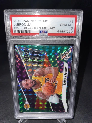 Mosaic 2019-20 NBA Lakers Lebron James Give Go Green Prizm Card *GEM MINT PSA 10