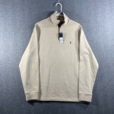 Vintage Polo Ralph Lauren 1/4 Zip Sweater Mens Large Beige Pullover