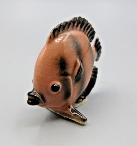 HTF Vintage Retired  Hagen Renaker Pink & Black Striped Coin Fish Figurine