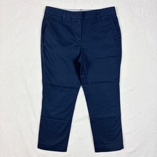 Lands End Pants Women Sz 8 Petite Navy Blue Mid Rise Straight Cropped Academia