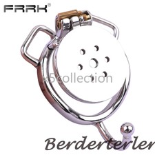 FRRK Stainless Steel Flat Male Chastity Cage Lock Rings Bdsm Chastity Devices
