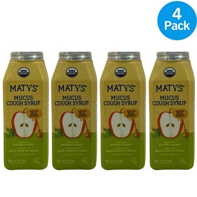 Maty's Organic Mucus Cough Syrup with Real Honey & Ivy Leaf 6 oz - 4 Pack