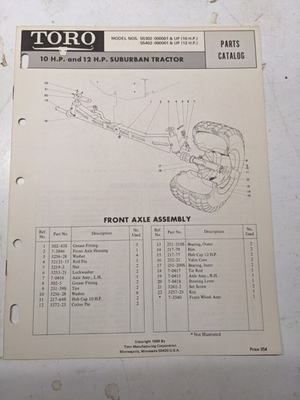 #ad #ad TORO PARTS CATALOG LIST BOOK MANUAL 10 12 HP LAWN TRACTOR 55302 55402 SUBURBAN $18.20