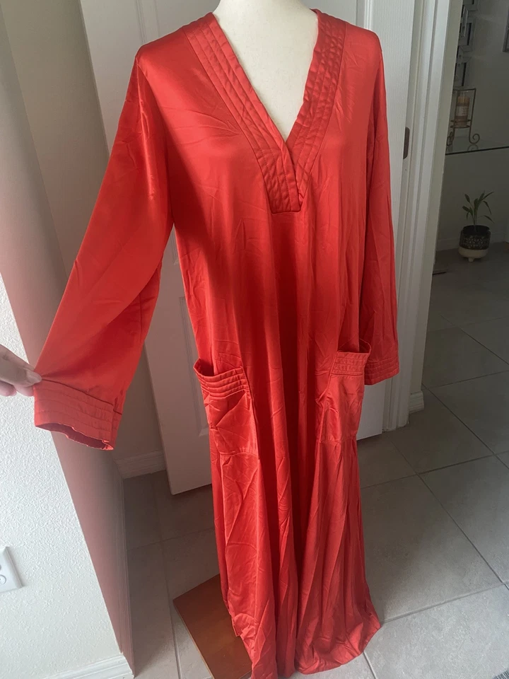 Abrigo Maxi Lounge Vintage Años 60 Vanity Fair Talla Mediana Rojo Foto 3 de 4