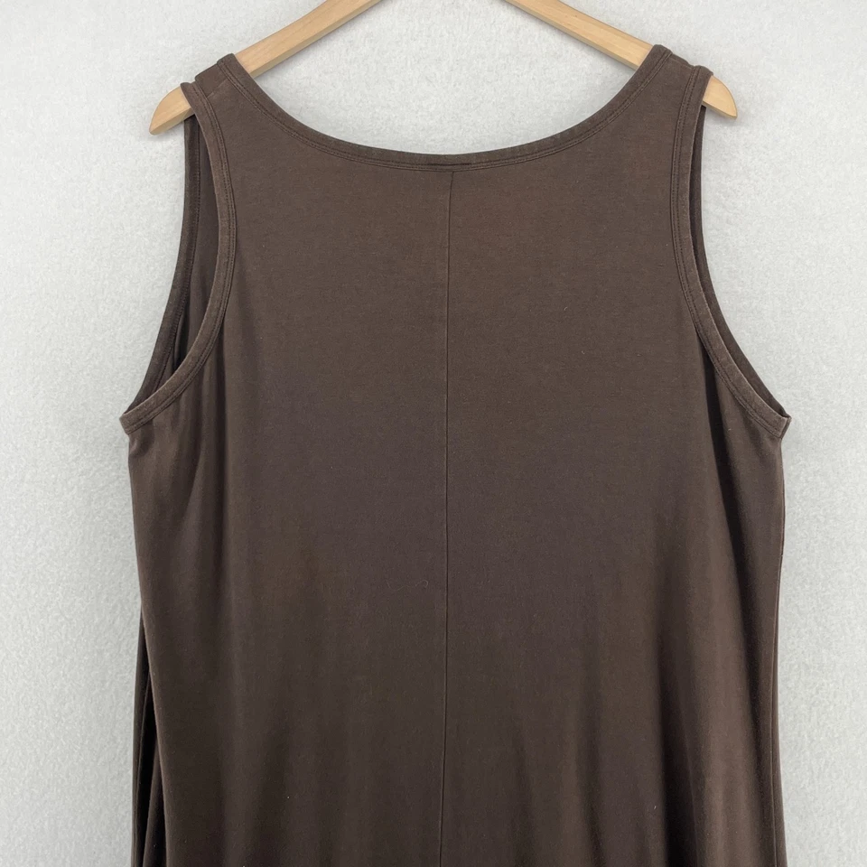 Vestido EILEEN FISHER XL Algodón Jersey Popover Tanque Maxi Solero Marrón EE. UU. Foto 4 de 4